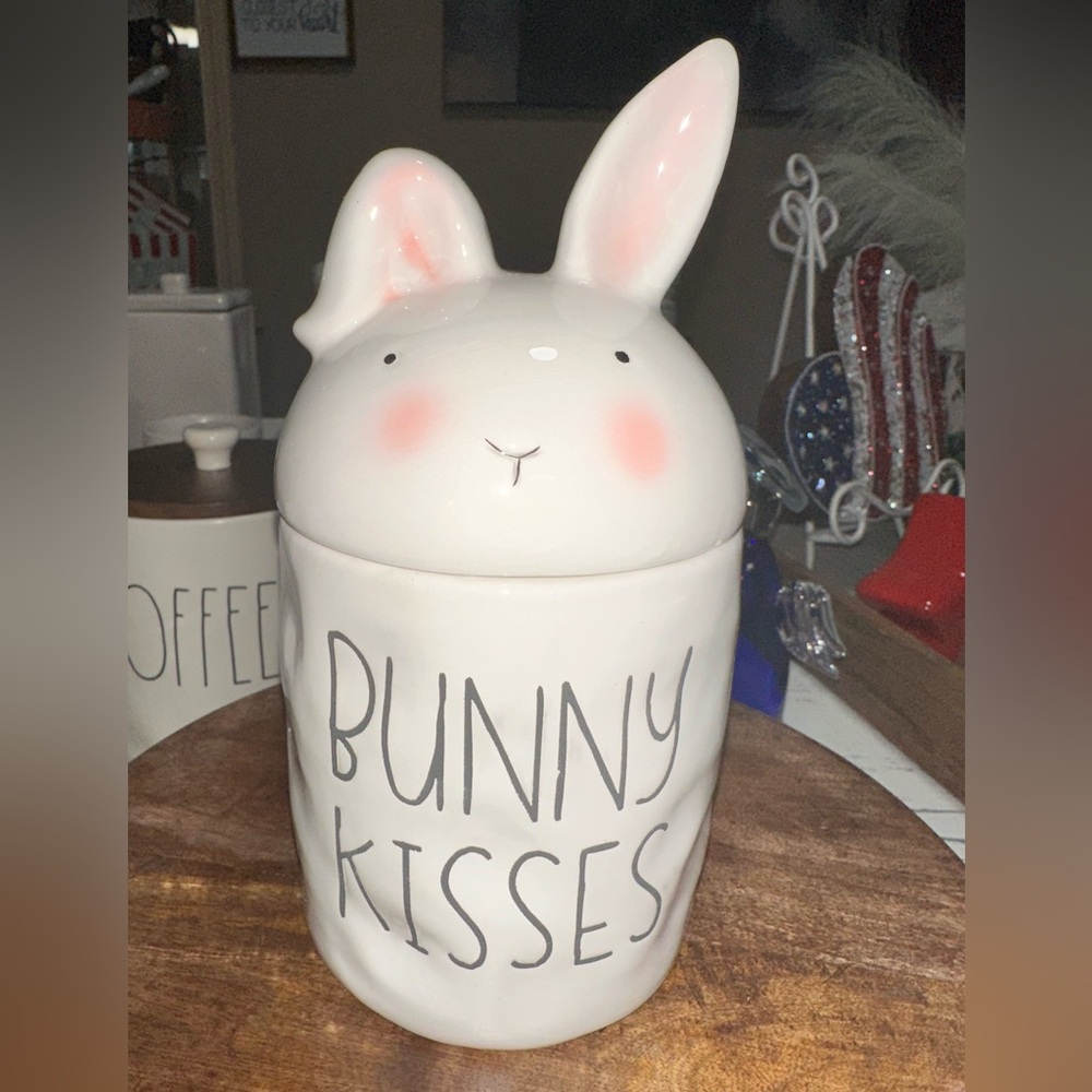 Bunny Kisses Ceramic Jar - White and Pink